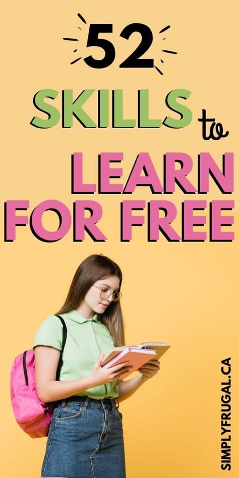 Learning new skills or hobbies doesn't have to cost a lot. In fact, learning something new doesn't have to cost a cent! Here are 52 fun things you can learn for free! Learn New Skills Ideas, Learn A New Hobby, Websites To Learn New Skills For Free, Learn Skills Ideas, Learn A New Skill Ideas, Interesting Things To Learn, Free Websites To Learn Skills, Things To Learn List Of, Free Skills To Learn Online