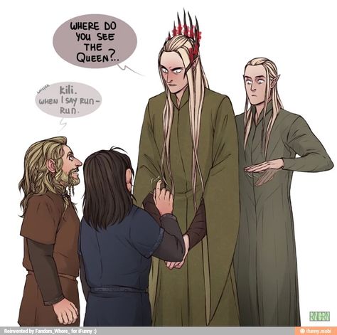 Bilbo And Thranduil, Legolas X Kili, Legolas Fanart Cute, Kili Durin Fan Art, The Hobbit Fili And Kili, Fili X Kili Fanart, Fili Hobbit Fan Art, Thranduil X Bilbo, Bilbo X Kili