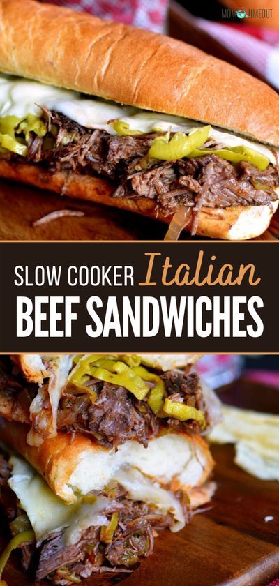 Slow Cooker Italian Beef Sandwiches, Crockpot Italian Beef, Mom On Timeout Recipes, Italian Beef Recipe, Italian Beef Crockpot, Roast Beef Sandwich Recipes, Pot Roast Sandwiches, Italian Beef Recipes, Pack For School