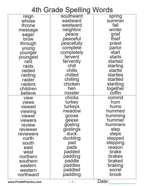 Spelling Bee Word List, 4th Grade Spelling Words, 4th Grade Worksheets, Spelling Bee Words, 4th Grade Spelling, Emotion Management, Spelling Words List, Worksheet Kindergarten, Worksheet Preschool