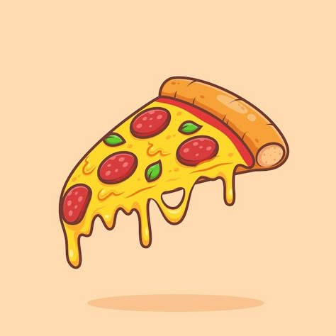 Cute simple pizza with melting cheese vector illustration 🍕 Simple Pizza Drawing, Easy Vector Illustration, Pizza Cartoon Cute, Cartoon Pizza Drawing, Vector Drawing Illustrators, Pizza Illustration Art, Pizza Illustration Drawings, Pizza Cartoon Illustrations, Pizza Slice Illustration