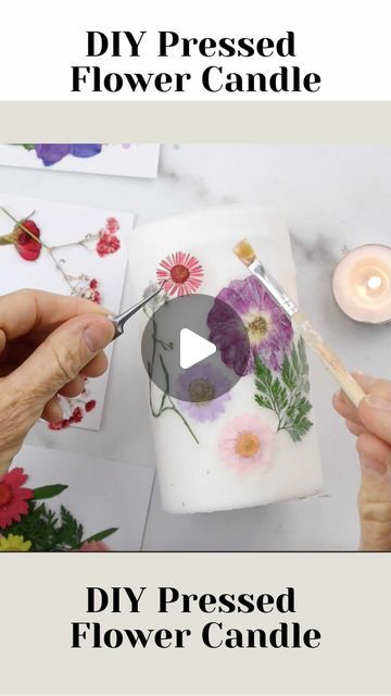 Floral Candles Diy, Pressed Flower Candles, Diy Candles With Flowers, Diy Candle Sticks, Branches Diy, Rainbow Candle, Diy Videos Tutorials, Double Rainbow, Floral Candle