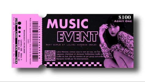 Blackpink Concert Ticket Vip, Concert Ticket Party Invitation, Fashion Show Ticket, Kpop Concert Ticket Aesthetic, Tickets For Concert, Raffle Ticket Design, Dance Tickets Design, Invitation Ticket Design, Concert Invitation Design