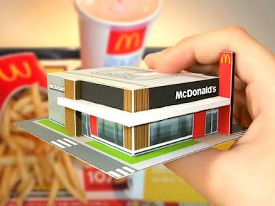 McDonald's Building Papercraft Mcdonalds Restaurant, Paper Models House, Mc D, Paper Train, Mcdonald's Restaurant, Free Paper Models, Paper Architecture, Paper City, Easy Build