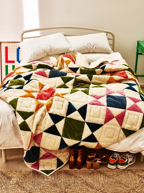 Bedspreads & Quilts | Oliver Bonas Dress A Bed, Patchwork Bedspread, Velvet Bedspread, Box Bedroom, Luxury Quilts, How To Dress A Bed, Velvet Blanket, Quilted Bedspreads, Oliver Bonas