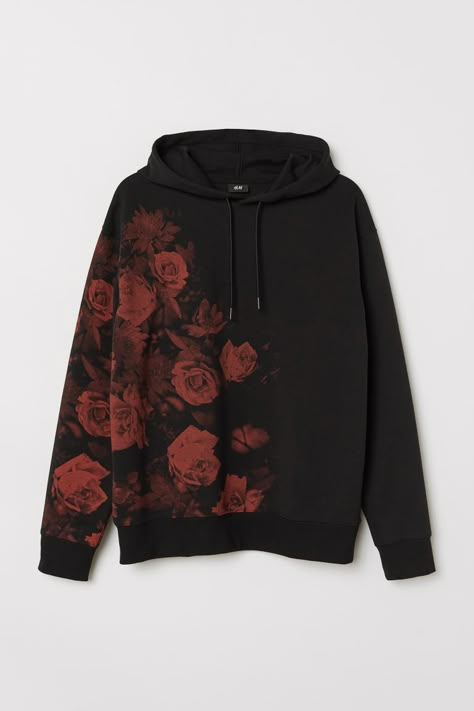 Oversized Tshirt Outfit, Black And Red Hoodie, Trendy Hoodies, Stylish Hoodies, Black Roses, Cool Hoodies, Red Hoodie, Kawaii Clothes, Edgy Outfits