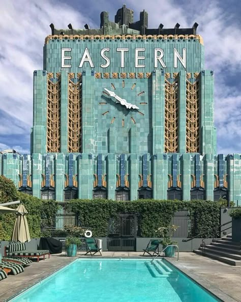 Eastern Columbia Building, Georgian Hotel, Accidentally Wes Anderson, Wes Anderson Films, Building Costs, Los Angeles Hotels, Grand Budapest Hotel, Budapest Hotel, Art Deco Buildings