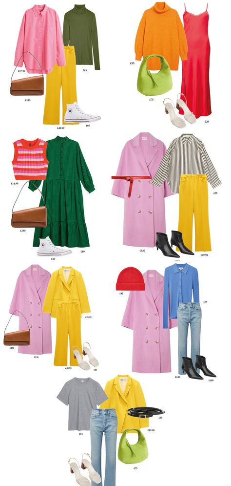 Colorful Smart Casual Outfit, Casual Outfits Bright Colors, Work Outfits Colourful, Dopamine Dressing Capsule, Colourful Fashion Outfits, Fall Outfits 2024 Colorful, Fashion Outfits Colourful, Dopamine Capsule Wardrobe, Colorful Minimalist Outfits Women