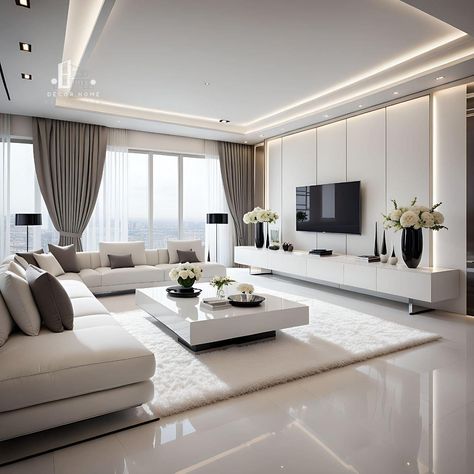 Fancy Living Rooms, Living Room Designs Modern, Tv Fal, Modern Luxury Living Room, Latest Living Room Designs, Sala Grande, Home Hall Design, Interior Design Your Home, Hall Interior