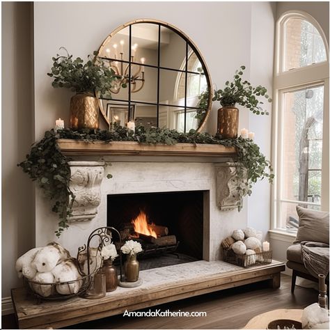 30+ Spring Mantel Decor Ideas To Herald Warmth In Your Home - Amanda Katherine Amazon Mantel Decor, Classic Mantel Decorating Ideas, Mantel Decorating Ideas Tall Ceiling, Aesthetic Mantle Decor, Mantle With Lamps, Bedroom Mantle Decor With Tv, Style A Mantle Mantel Ideas, Above The Mantel Ideas, Mantle Decorating Ideas Traditional