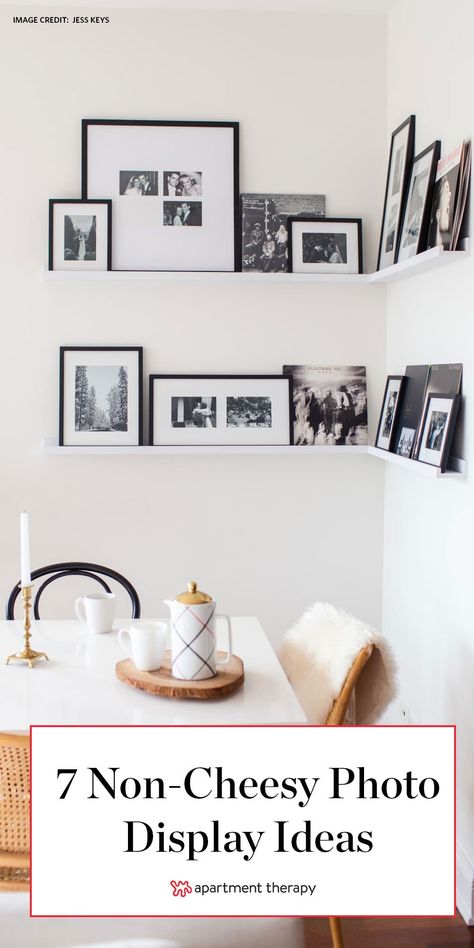 With so many clever ways to display pictures around the house, why not print a bunch of your favorite photos and start decorating? Not sure where to start? Take a cue from the seven beautiful photo wall displays below (none of which are cheesy, promise!)  #photoideas #photowallideas #gallerywall #photowall #photowalldisplay Photo Display Ideas, Interior Farmhouse, Photowall Ideas, Diy Photo Display, Printed Pictures, Photo Wall Display, Remodel Diy, Display Family Photos, Wall Displays