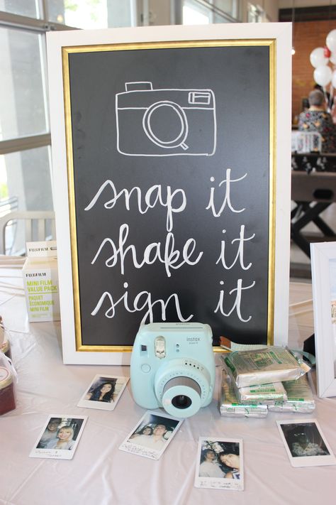 Things To Sign For Graduation, Polaroid Picture Party Ideas, Snap A Picture Sign, Oh Snap Birthday Party Ideas, Graduation Party Inspo Pics, A Trip Down Memory Lane Party Ideas, Snap It Shake It Stick It Sign It, Grad Party Signs Diy, Sweet 16 Photo Booth Ideas