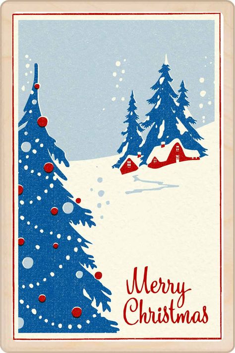 MERRY CHRISTMAS First Love Illustration, Happy Christmas Illustration, Post Card Christmas, Postcards For Christmas, Christmas Stamp Illustration, Christmas Trees Illustration, Christmas Card Design Ideas Graphics, Holiday Illustration Christmas, Post Card Design Aesthetic