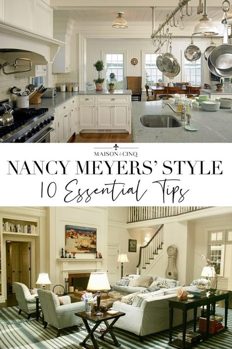 The Nancy Meyers Aesthetic & How to Get It Nancy Meyers Style, Its Complicated House, Nancy Meyers Aesthetic, Nancy Myers, Nancy Meyers Movies, 10 Essentials, Nancy Meyers, Inspiring Interiors, Furniture Slipcovers