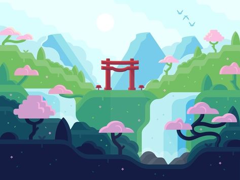 Dribbble Design, Landscape Vector, Illustration Landscape, Minimalist Graphic Design, Japan Illustration, Illustrator Inspiration, Vector Game, Procreate Ipad Art, City Vector