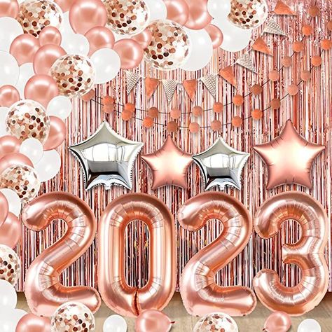 Big, Happy New Year Decorations 2023 - Pack of 127, Rose Gold 2023 Balloons Arch | Rose Gold Fringe, Star Balloon https://amzn.to/3PfhwhO #newyear #newyou #christmas #nails #holidayseason #holiday #giftguide #stockingstuffers #christmaslights #christmastree #reindeer #decorations #centerpiece #present #basics #family #bodycon #bodysuit #lululemon #winter #hair #style #health #healthylifestyle #gifts #home #blankets #homedecor #2023 Graduation Balloon Arch, 2023 Balloons, Grad Decorations, Graduation Party Ideas High School, Gold Graduation Decorations, Graduation Reception, Streamer Party Decorations, Balloons Rose Gold, Nye Decorations