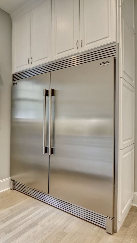 Commercial Refrigerator For Home Kitchen, Commercial Refrigerator And Freezer, Big Frigerator Kitchen, Butlers Pantry Refrigerator, Large Pantry Walk In With Fridge, Commercial Grade Kitchen, Huge Kitchen Fridge, Refrigerator In Butlers Pantry, Industrial Fridge And Freezer In Kitchen