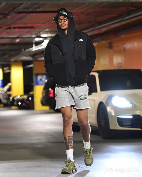 Nba Fashion Outfits Street Styles, Vintage North Face, Outfit Cool, Jordan Poole, Nba Outfit, Nba Fashion, Mens Shorts Outfits, Mens Casual Outfits Summer, Black Men Street Fashion