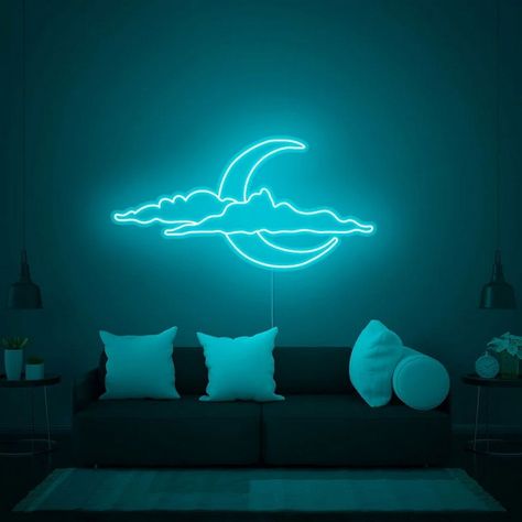 #NeonSigns #BrightIdeas #NeonSignNames #NeonInspiration #NeonRoom #RoomDecor Moon With Clouds, Neon Sign Wall, Commercial Signs, Astuces Diy, Design Stand, Cute Bedroom Decor, Event Exhibition, Cute Room Decor, Custom Neon