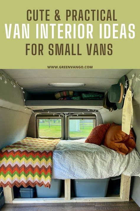 Minimalist Van Build, Van Life Decor Ideas, Van Wall Ideas, Ikea Van Build, Eurovan Camper Interior, No Build Camper Van, Small Van Interior, Simple Van Build, Van Build Interior