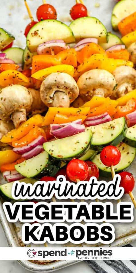 Veggie Kabob Marinade, Skewers On The Grill, Kabob Marinade Recipes, Grilled Veggie Kabobs, Veggie Marinade, Grilled Vegetable Kabobs, Marinated Grilled Vegetables, Grilled Vegetable Skewers, Veggie Kebabs