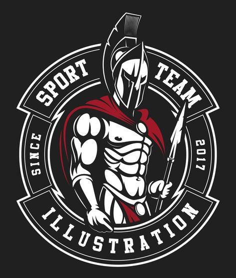 A spartan warrior logo template Premium ... | Premium Vector #Freepik #vector #logo #badge #t-shirt #shirt Sparta Logo, Spartan Logo, Spartan Tattoo, Warrior Logo, Knight Logo, Gym Logo, Spartan Helmet, Sports Logo Design, Geniale Tattoos