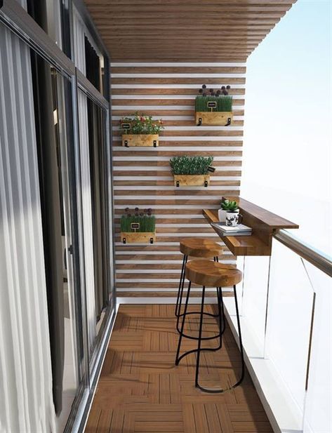 Solution Ideas for Small Balcony: Wall Planter - Unique Balcony & Garden Decoration and Easy DIY Ideas Balcony With Plants, Balcon Mic, Small Apartment Balcony Ideas, Balkon Decor, Balcony Design Ideas, Balcony Bar, Balcony Decoration, Small Balcony Garden, Small Balcony Design