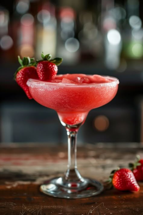 Indulge in the refreshing flavors of summer with this delicious strawberry daiquiri recipe. This fruity cocktail is the perfect blend of sweet strawberries, tangy lime juice, and rum. Whether you're lounging by the pool or hosting a backyard barbecue, this strawberry daiquiri will elevate any occasion. With just a few simple ingredients and easy steps, you can whip up this refreshing drink in no time. Strawberry Mojitos, Apartment Clubhouse, Princess Drinks, Strawberry Daiquiri Cocktail, Strawberry Daiquiri Recipe, Tropical Garden Wedding, Fresh Cocktails, Strawberry Cocktail, Drinks Refreshing