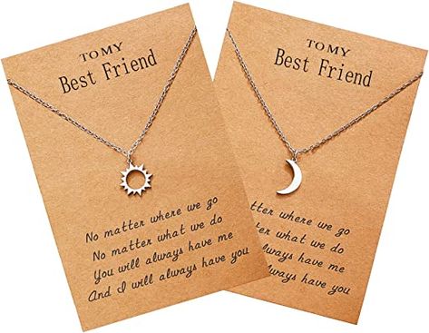 Best Friend Necklace for 2, Sun and Moon Matching Friendship Necklace Jewelry Gifts for BFF Sisters Girls Sun And Moon Matching, Sister Necklaces For 2, Sisters Necklace, Sun And Moon Necklace, Best Friend Necklace, Friendship Necklace, Women's Necklace, Bff Necklaces, Sister Necklace