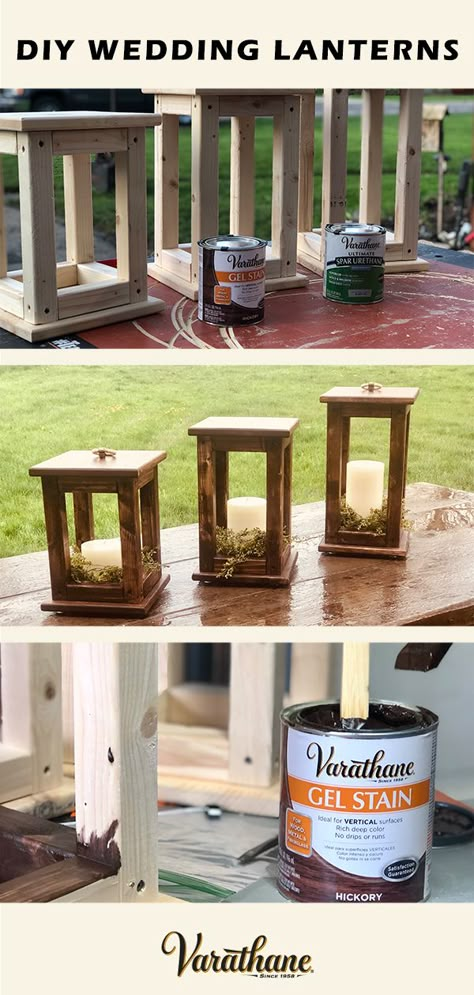 Wood Lanterns Diy, Diy Wedding Lanterns, Wood Lantern Diy, Wood Lanterns, Vasos Vintage, Lanterns Diy, Diy Wedding Centerpieces, Wood Lantern, Wooden Lanterns