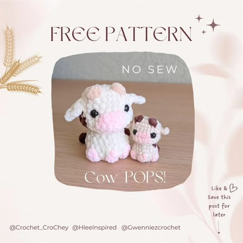 GwenniezCrochet | 🐥Ome-let’s set this NO-SEW pattern FREE: We hope this will tickle your feather! 🪶 We : @crochet_crochey and @gwenniezcrochet present to… | Instagram Brown Cow Crochet Pattern Free, Pocket Bunny Free Crochet Pattern, New Sew Amigurumi, Crochet Pig Pattern Free No Sew, Crochet Cow Pattern Free Amigurumi Mini, Mini Amigurumi Free Pattern No Sew, Cow Hat Crochet Pattern Free, No Sew Crochet Cow Pattern, Moo Deng Crochet Pattern Free