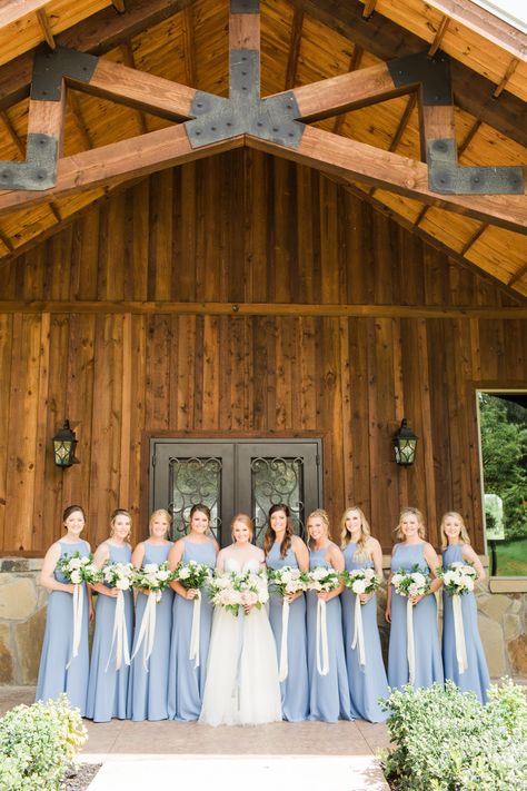 | bridesmaids in periwinkle dresses | light blue bridesmaid dresses | elegant summer wedding style | classy bridesmaid photos | white bridesmaid bouquets with long ribbons | summer wedding bridesmaid bouquets | photo taken at THE SPRINGS Event Venue. follow this pin to our website for more information, or to book your free tour! SPRINGS location: Westwood Hall in Weatherford, TX photographer: Kylie Crump Photography #bridesmaids #summerwedding #weddingstyle #weddinginspiration #bridesofnorthtx Periwinkle Blue Bridesmaid Dresses, Periwinkle Dresses, White Bridesmaid Bouquets, Summer Wedding Style, Photography Bridesmaids, Summer Weddings Bridesmaids, Wedding Bridesmaid Bouquets, Light Blue Bridesmaid Dresses, Light Blue Bridesmaid