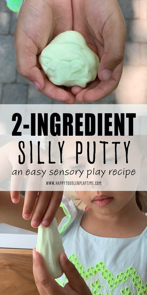 2-Ingredient Silly Putty Recipe - HAPPY TODDLER PLAYTIME Young Toddler Classroom Ideas, Silly Putty Recipe, Putty Recipe, Sensory Recipes, Sensory Play Recipes, Dough Slime, Rainy Day Activities For Kids, Happy Toddler, Easy Toddler Activities