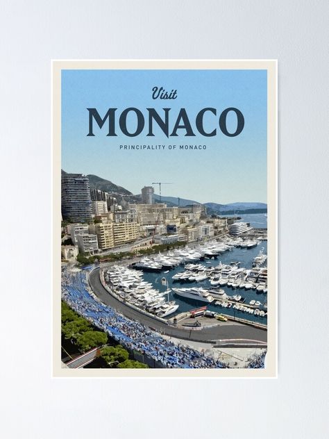 "Visit Monaco" Poster by CallumGardiner | Redbubble Monaco Poster, Monaco Aesthetic, Pastel Poster, Bedroom Wall Collage, Travel Postcard, Poster Travel, Blue Poster, Bossa Nova, Pastel Blue