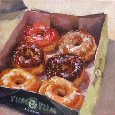 Donuts Painting, Food Art Painting, Order Kitchen, Arte Peculiar, Wall Art Unique, Food Painting, Gcse Art, Arte Inspo, Still Life Art