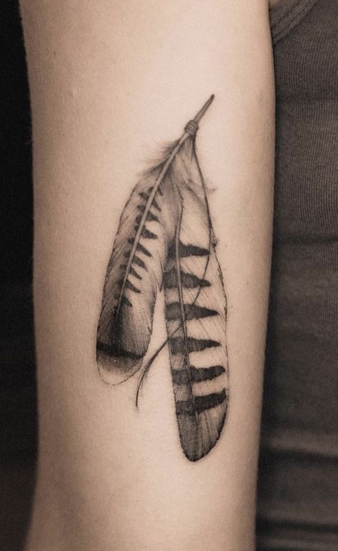 Dave Grohl Feather Tattoo, Feathered Arrow Tattoo, Grouse Feather Tattoo, Redtail Hawk Feather Tattoo, Feather Indian Tattoo, Feather Turning Into Birds Tattoo, Feather Sleeve Tattoo Men, Red Tail Hawk Feather Tattoo, Red Tailed Hawk Feather Tattoo