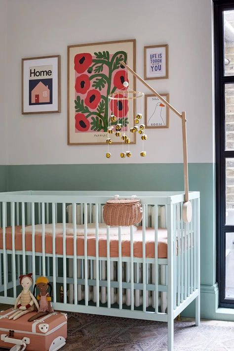 Eclectic Nursery, Contemporary Nursery, Bedroom Victorian, Nursery Room Design, Studio Interior Design, Cot Bed, Nursery Room Inspiration, Adjustable Base, Nursery Inspo