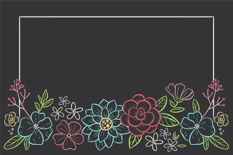 Easy Chalk Flowers, Chalkboard Flower Border, Chalkboard Decoration Ideas, Spring Flowers Chalkboard Art, Flower Chalkboard Art Easy, Chalk Marker Flowers, Flowers Chalkboard Art, Floral Chalkboard Art, March Chalkboard Calendar