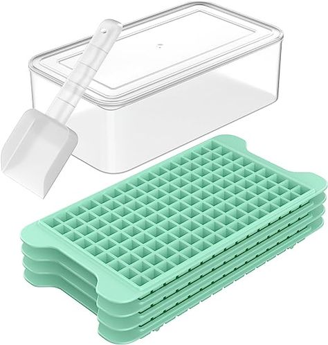 Mini Ice Cube Tray for Freezer: FDDBI Small Ice Trays for Freezer with Bin - 135×4PCS Easy Release Nugget Ice Tray - Crushed Ice Tray with Ice Container Hosting Must Haves, Juice Cart, Tiny Ice Cube Tray, Baking Essentials Tools, Ice Container, Island With Breakfast Bar, Mini Ice Cube Tray, Instant Ice, Nugget Ice