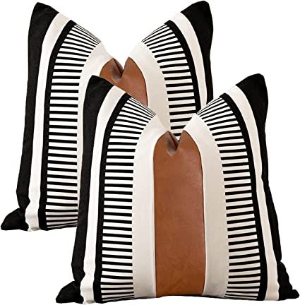 Modern Couch Pillows, Modern Leather Couch, Farmhouse Throw Pillow, Couch Pillow Covers, Modern Couch, Stripe Throw Pillow, Modern Bedroom Decor, Leather Pillow, Modern Pillows