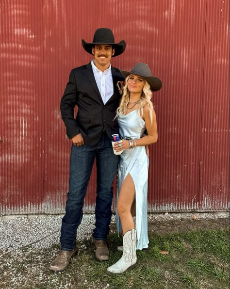 Prom Dress With Boots, Western Wedding Outfits Guest, Western Wedding Guest Outfit, Outfit With Cowboy Boots, Cowboy Prom, Country Prom, Western Formal, Wedding Cowboy Boots, Cowboy Boot Outfits