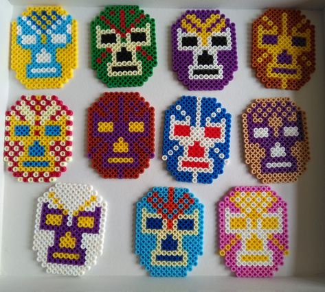 Mexican Perler Bead Patterns, Hama Beads 3d, Melt Beads Patterns, Hamma Beads Ideas, Beads Patterns, Hamma Beads, Perler Art, Pony Bead Patterns, Mexican Crafts