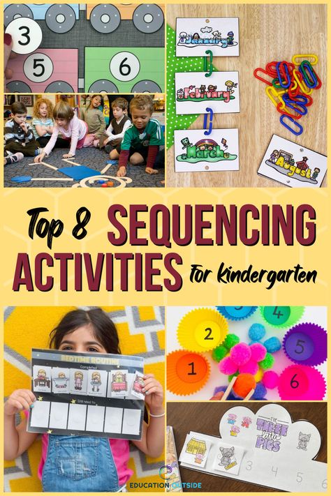 Sequencing is another step in a kindergartener’s logical development. It’s a necessary component for speech building, predicting steps, and breaking tasks into smaller pieces. Spending time on this skill can be a rewarding process. With our suggested activities, you can do it in a friendly and natural way, nudging the child in the right direction. Sequencing Kindergarten, Sequencing Activities Kindergarten, Occupational Therapy Activities, Story Sequencing, Sequencing Activities, Kindergarten Class, Reading Words, Foundational Skills, Shapes Activities