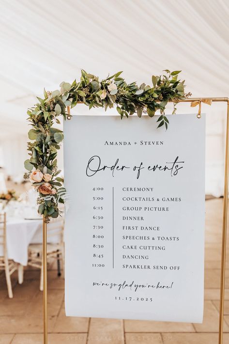 Wedding Timeline Sign Receptions, Manifest Wedding, Wedding Timeline Board Signs, Wedding Welcome Sign With Timeline, Order Of Events Sign Wedding, Rustic Wedding Timeline Sign, Events Poster, Wedding Timeline Sign, Order Of Events Sign