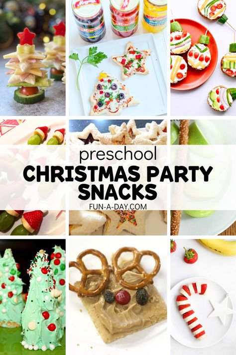 These Christmas snacks kids are just what you need for your classroom Christmas unit. Preschool, pre-k, and kindergarten students will build and create their own festive snacks to enjoy! Click on the Fun-A-Day.com link for more information. Christmas Goodies For Preschoolers, Christmas Food Projects For Kids, Christmas Classroom Food Ideas, Christmas Preschool Party Food, Christmas After School Snacks, Classroom Winter Party Food Ideas, Holiday School Party Snacks, Goody Bags For Christmas, Christmas Wreath Snack