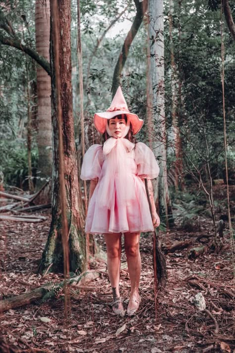 Are you a good witch or a bad witch? #halloween #tiktokhalloween #fallvibes #cottagecore Diy Pink Witch Costume, Good Witch Costume For Women, Pretty Witch Outfit, Pink Witch Halloween Costume, Sweet Witch Costume, Retro Witch Costume, Whimsical Witch Costume, Pink Witchy Outfits, Cottage Witch Costume