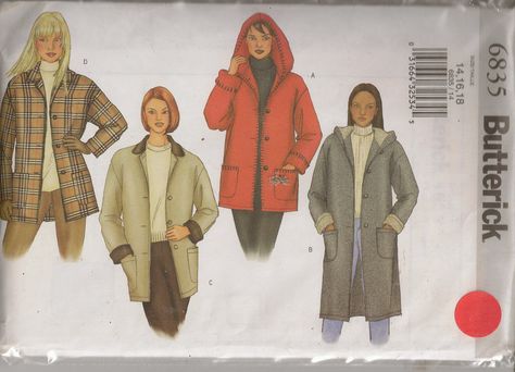 Butterick 6835, Sewing Pattern, Misses/Women's Coat, Jacket, Size 14, 16, 18, Out Of Print by OhSewWorthIt on Etsy Quilted Jacket Pattern, Pattern Jacket, Butterick Pattern, Butterick Sewing Pattern, Petite Jacket, Easy Sewing Patterns, Couture Vintage, Coat Patterns, Stylish Jackets