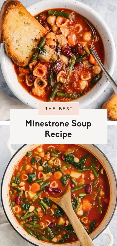 The Best Minestrone Soup Recipe | Ambitious Kitchen Veggie Noodle Soup Recipes, Ministroni Soup Recipe Italian, Ministroni Soup Recipe, Best Minestrone Soup Recipe, Best Minestrone Soup, Vegetarian Minestrone, Vegetarian Minestrone Soup, Sopa Minestrone, Chicken Cashew