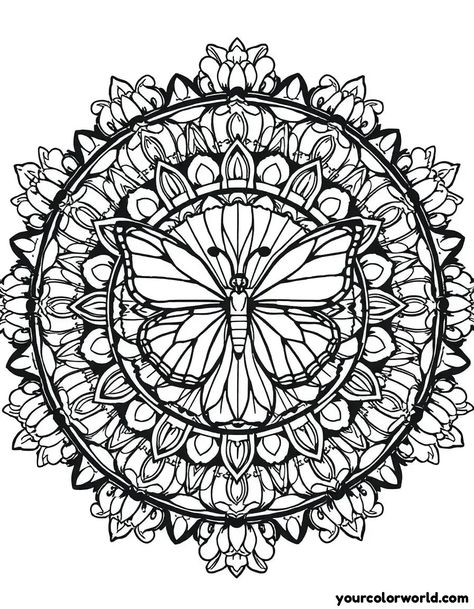 Unleash creativity with our free printable mandala design featuring a beautiful butterfly enveloped by intricate geometric patterns. Perfect for kids and adults, this aesthetic coloring page offers a calming and mesmerizing experience. Dive into mindfulness as you fill each detail with vibrant colors. Whether you're an art enthusiast or seeking a relaxing activity, this design promises to captivate and inspire. Discover the joy of coloring and add a touch of elegance to your art collection. Butterfly Mandala Design, Printable Mandala, Butterfly Mandala, Art Enthusiast, Relaxing Activities, Free Printable Coloring, Free Printable Coloring Pages, Free Coloring Pages, Mandala Design