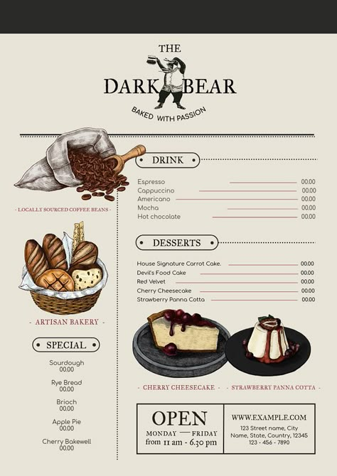 Book Cafe Menu Design, Menu Design For Cafe, Cafe Food Menu Design, Menu Drawing Design, Menu Design Dessert, Menu Poster Design Ideas, Cafe Design Poster, Menu Dessert Design, Menu Cafe Aesthetic